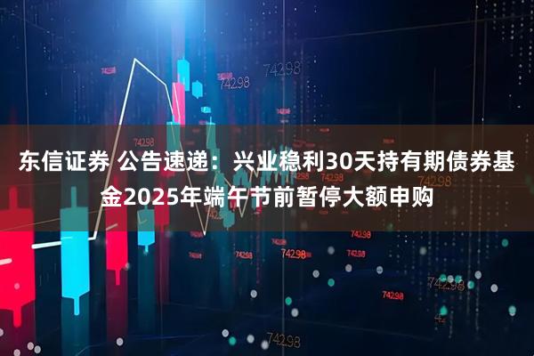 东信证券 公告速递：兴业稳利30天持有期债券基金2025年端午节前暂停大额申购