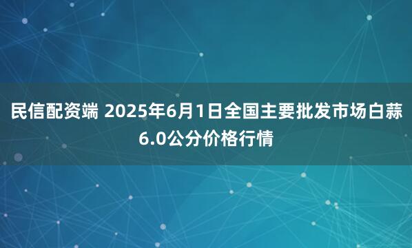 民信配资端 2025年6月1日全国主要批发市场白蒜6.0公分价格行情