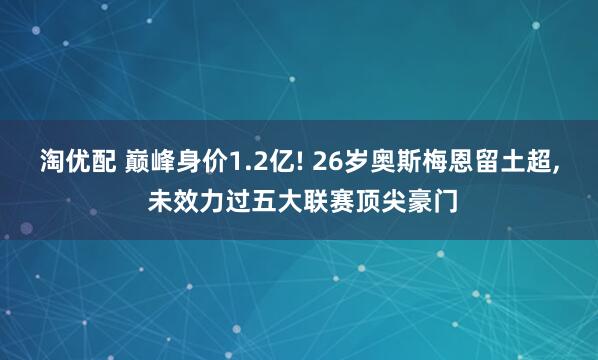 淘优配 巅峰身价1.2亿! 26岁奥斯梅恩留土超, 未效力过五大联赛顶尖豪门